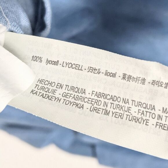 ZARA WOMAN Lyocell Chambray Ruffle Sleeve Top XS - Picture 7 of 8